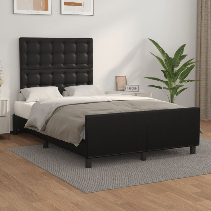 Cadru de pat fără saltea Negru piele artificială WALTI