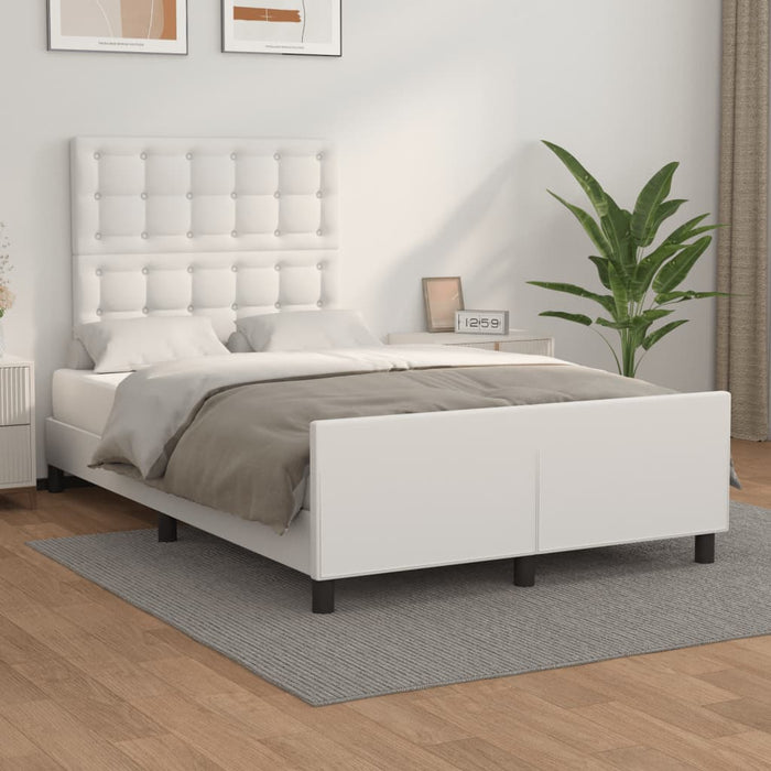 Cadru de pat fără saltea alb 120x190 cm piele artificială WALTI