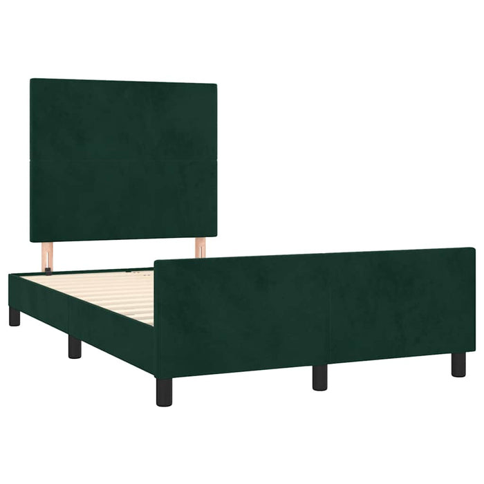 Cadru de pat fără saltea verde închis 120x190 cm catifea WALTI