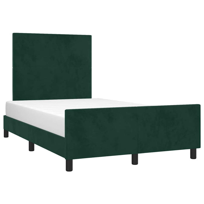 Cadru de pat fără saltea verde închis 120x190 cm catifea WALTI
