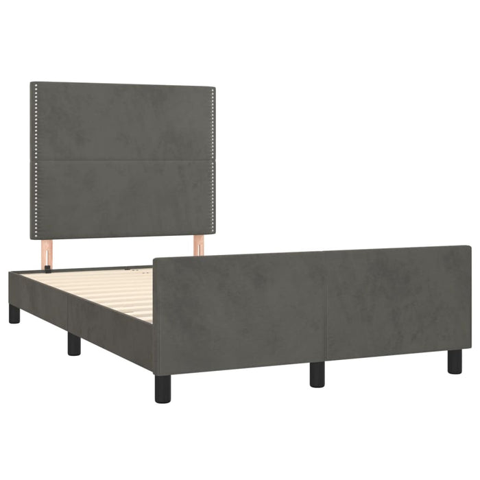 Cadru de pat fără saltea Gri închis 120x190 cm catifea WALTI