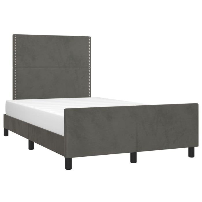 Cadru de pat fără saltea Gri închis 120x190 cm catifea WALTI