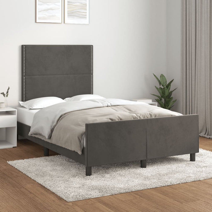 Cadru de pat fără saltea Gri închis 120x190 cm catifea WALTI