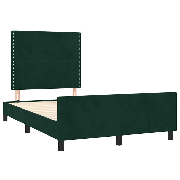 Cadru de pat fără saltea verde închis 120x190 cm catifea WALTI