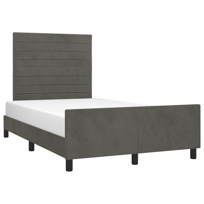 Cadru de pat fără saltea Gri închis 120x190 cm catifea WALTI