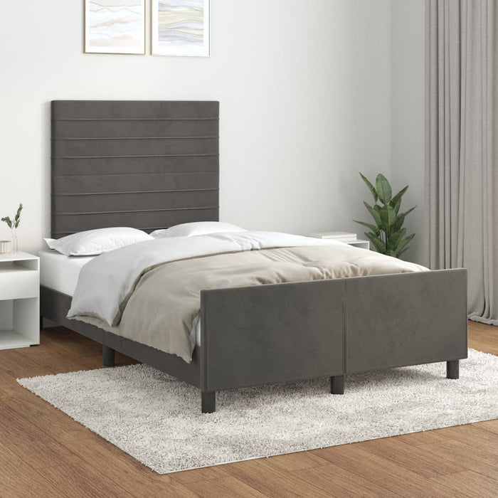 Cadru de pat fără saltea Gri închis 120x190 cm catifea WALTI