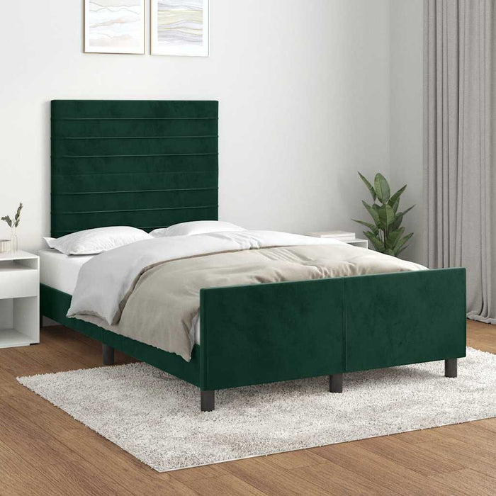 Cadru de pat fără saltea verde închis 120x190 cm catifea - WALTI WALTI