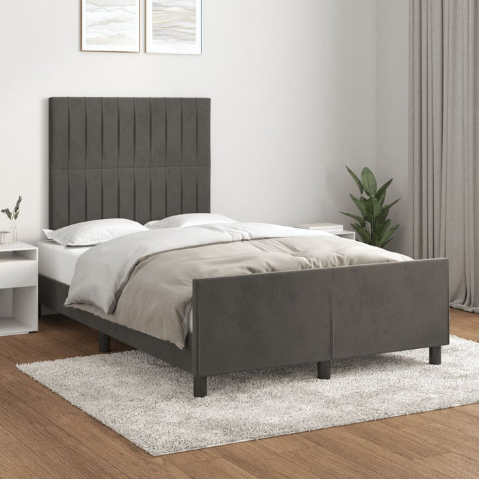 Cadru de pat fără saltea Gri închis 120x190 cm catifea WALTI