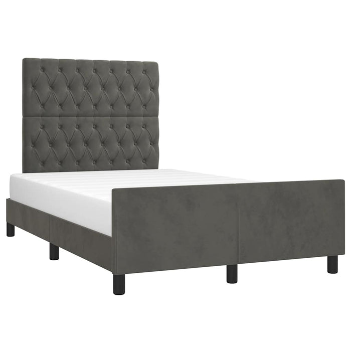 Cadru de pat fără saltea Gri închis 120x190 cm catifea WALTI