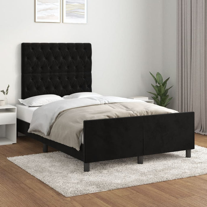 Cadru de pat fără saltea Negru 120x190 cm catifea WALTI