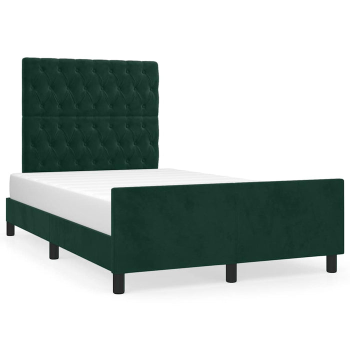 Cadru de pat fără saltea verde închis 120x190 cm catifea WALTI
