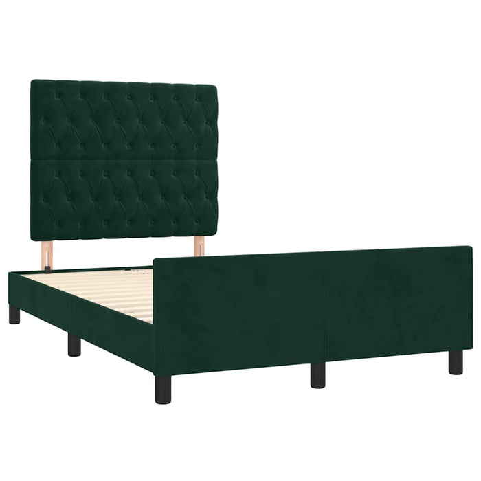 Cadru de pat fără saltea verde închis 120x190 cm catifea WALTI
