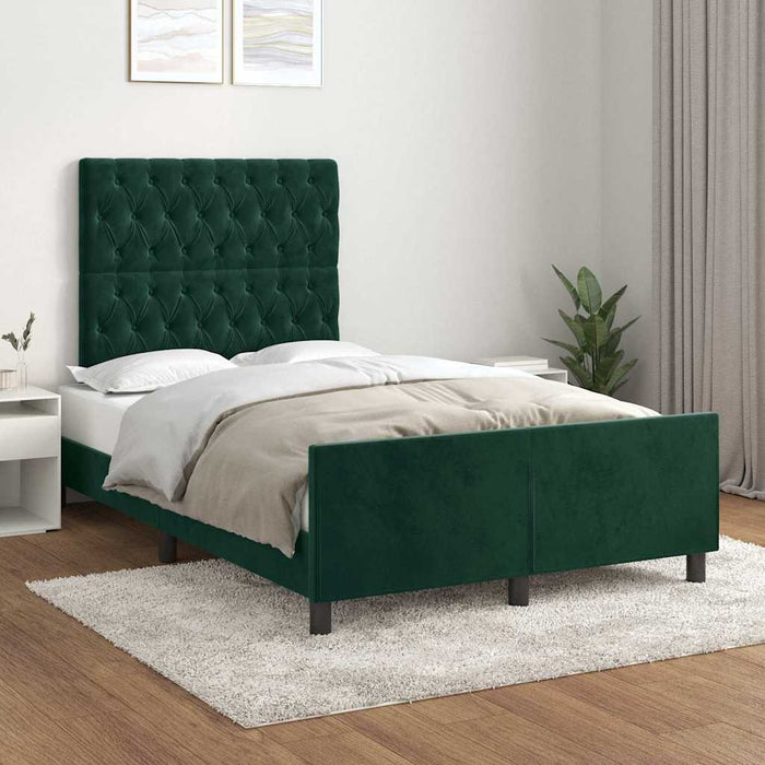 Cadru de pat fără saltea verde închis 120x190 cm catifea WALTI