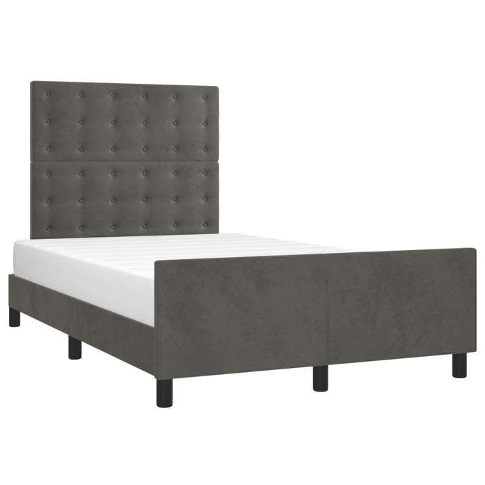 Cadru de pat fără saltea Gri închis 120x190 cm catifea WALTI