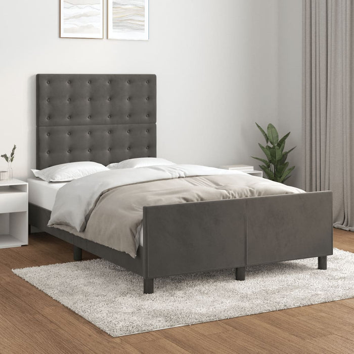 Cadru de pat fără saltea Gri închis 120x190 cm catifea WALTI