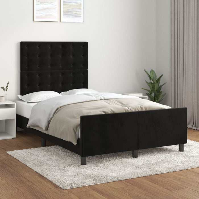 Cadru de pat fără saltea Negru 120x190 cm catifea WALTI