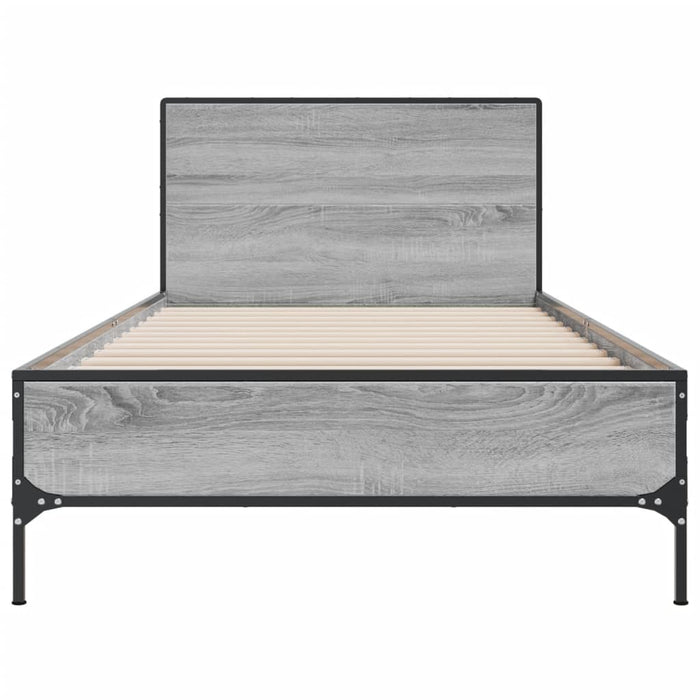 Cadru de pat, gri sonoma, 90x200 cm, lemn prelucrat și metal - WALTI WALTI