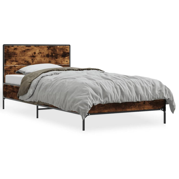 Cadru de pat, stejar fumuriu 100x200 cm lemn prelucrat și metal WALTI