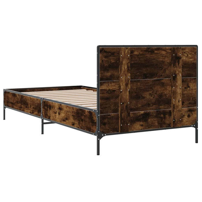 Cadru de pat, stejar fumuriu 100x200 cm lemn prelucrat și metal WALTI