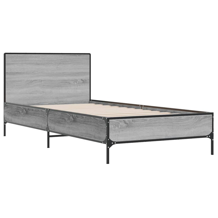 Cadru de pat, gri sonoma, 100x200 cm, lemn prelucrat și metal WALTI