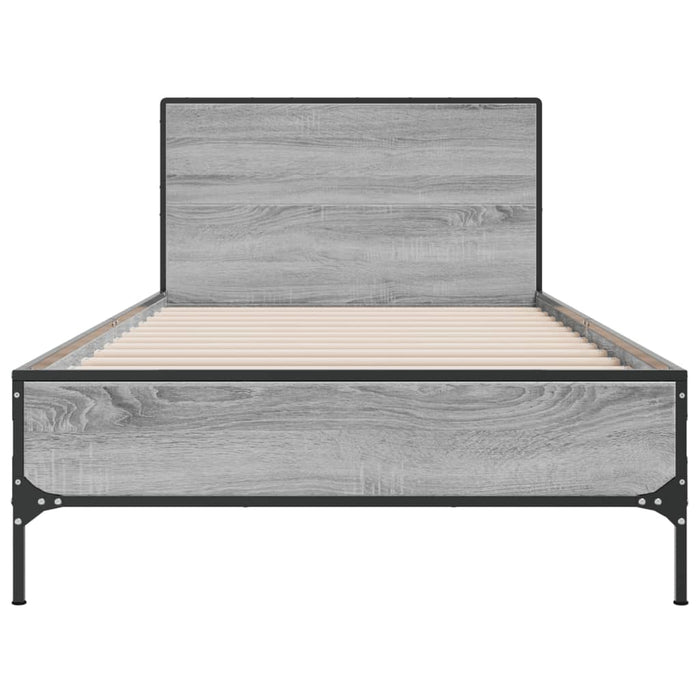 Cadru de pat, gri sonoma, 100x200 cm, lemn prelucrat și metal WALTI