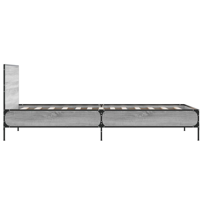Cadru de pat, gri sonoma, 100x200 cm, lemn prelucrat și metal WALTI