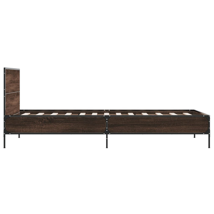Cadru de pat, stejar maro, 100x200 cm, lemn prelucrat și metal WALTI