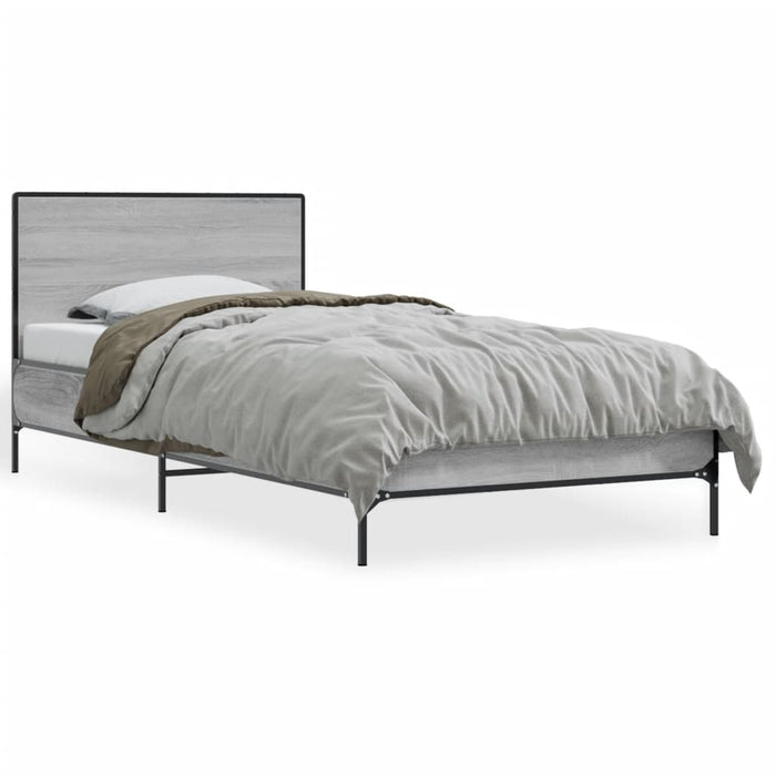 Cadru de pat, gri sonoma, 75x190 cm, lemn prelucrat și metal - WALTI WALTI