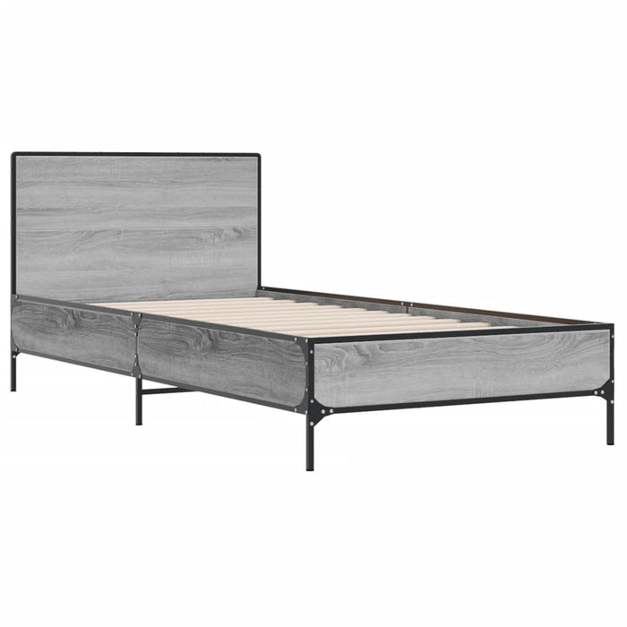 Cadru de pat, gri sonoma, 75x190 cm, lemn prelucrat și metal - WALTI WALTI
