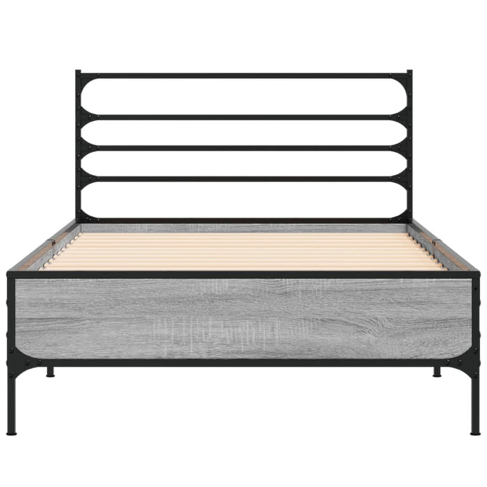 Cadru de pat, gri sonoma, 90x200 cm, lemn prelucrat și metal WALTI