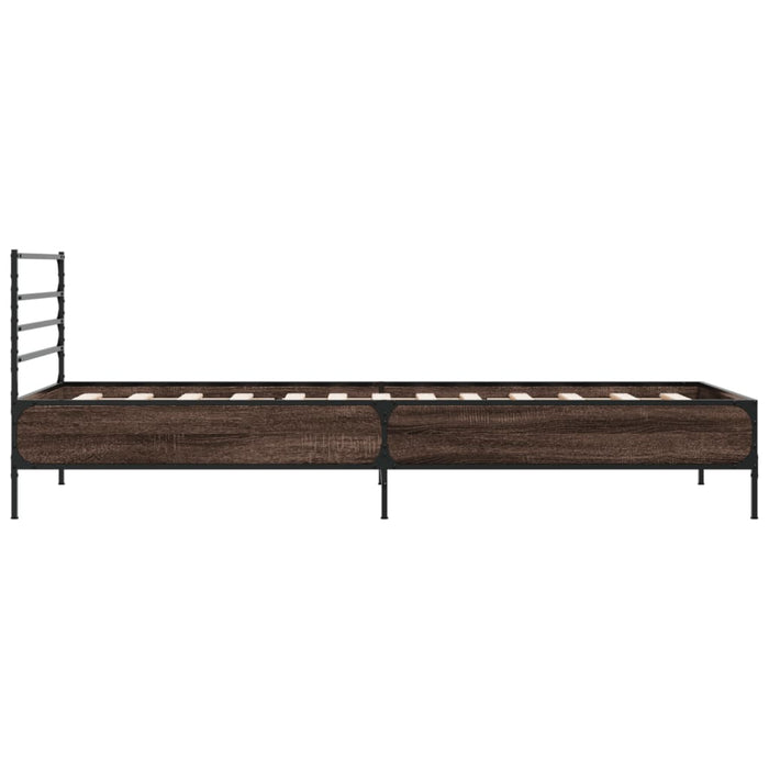 Cadru de pat, stejar maro, 90x200 cm, lemn prelucrat și metal WALTI