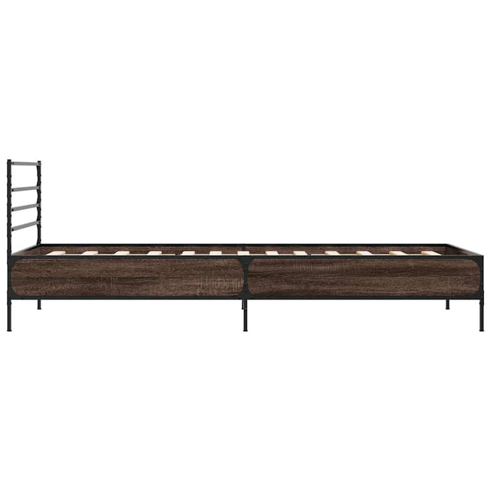 Cadru de pat, stejar maro, 100x200 cm, lemn prelucrat și metal WALTI