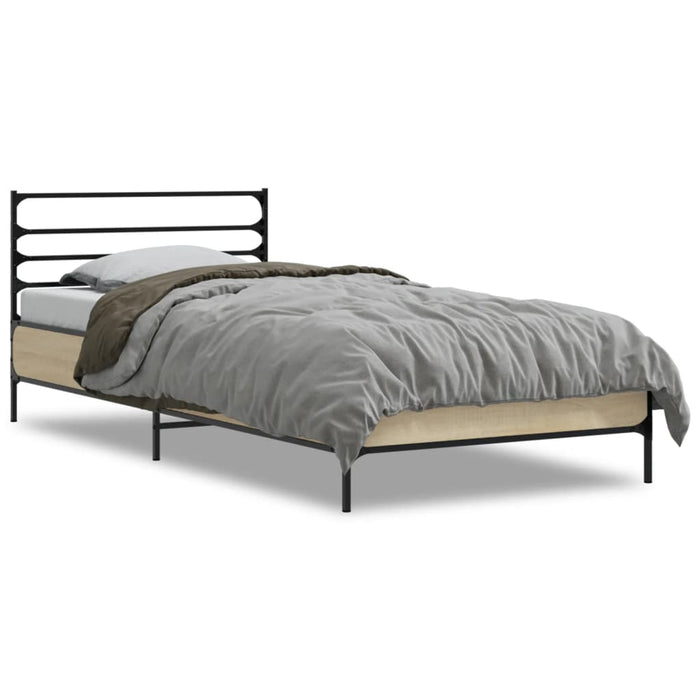 Cadru de pat, stejar sonoma, 75x190 cm, lemn prelucrat și metal - WALTI WALTI