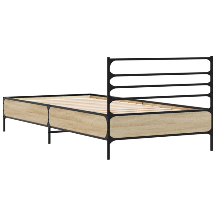 Cadru de pat, stejar sonoma, 75x190 cm, lemn prelucrat și metal - WALTI WALTI