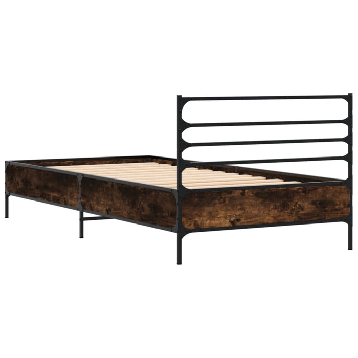 Cadru de pat, stejar fumuriu, 75x190cm, lemn prelucrat și metal WALTI