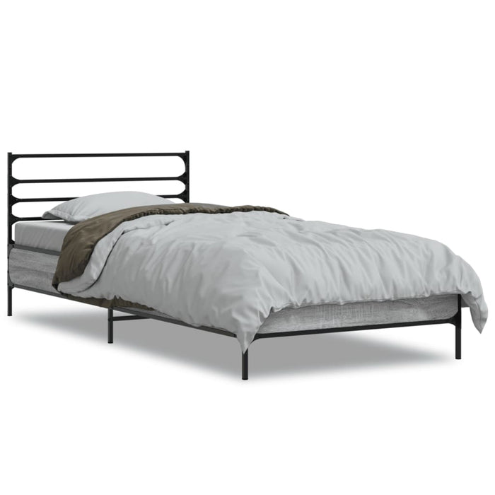 Cadru de pat, gri sonoma, 75x190 cm, lemn prelucrat și metal - WALTI WALTI