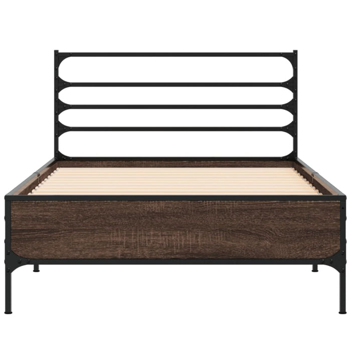 Cadru de pat, stejar maro, 75x190 cm, lemn prelucrat și metal WALTI