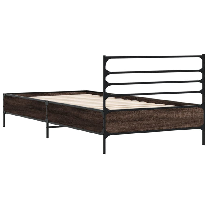 Cadru de pat, stejar maro, 75x190 cm, lemn prelucrat și metal WALTI