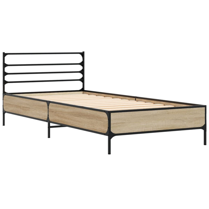 Cadru de pat, stejar sonoma, 90x190 cm, lemn prelucrat și metal WALTI
