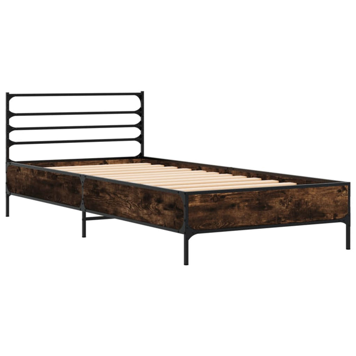 Cadru de pat, stejar fumuriu, 90x190cm, lemn prelucrat și metal WALTI