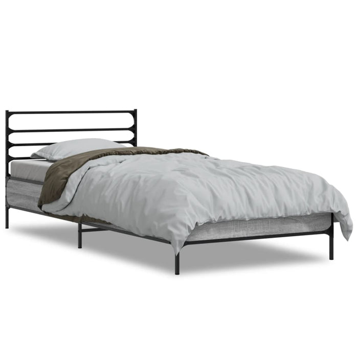 Cadru de pat, gri sonoma, 90x190 cm, lemn prelucrat și metal WALTI