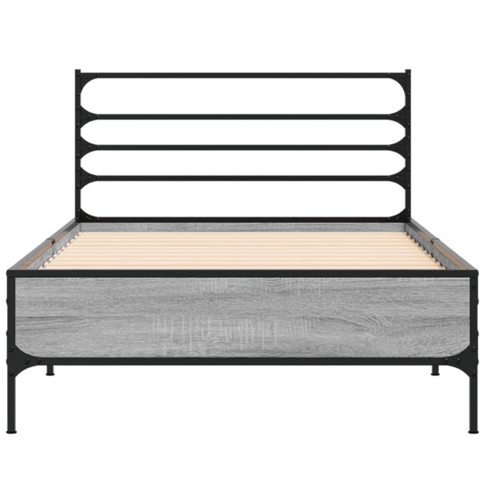 Cadru de pat, gri sonoma, 90x190 cm, lemn prelucrat și metal WALTI