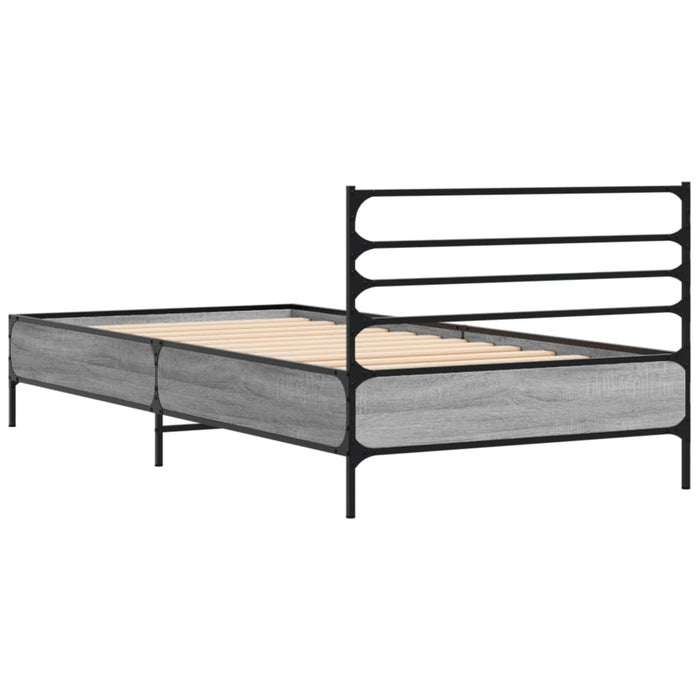 Cadru de pat, gri sonoma, 90x190 cm, lemn prelucrat și metal WALTI