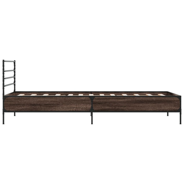 Cadru de pat, stejar maro, 90x190 cm, lemn prelucrat și metal - WALTI WALTI