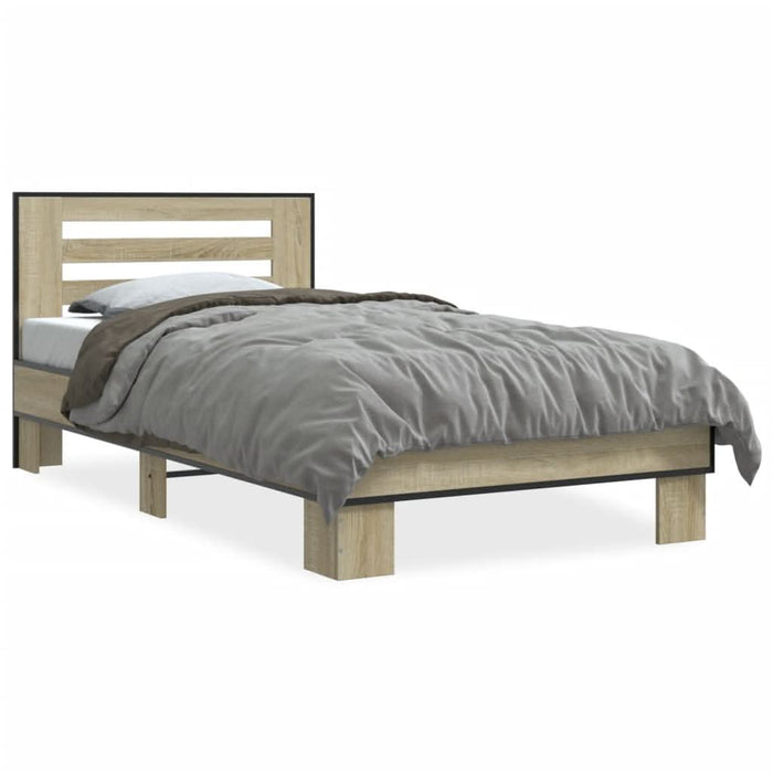 Cadru de pat, stejar sonoma, 75x190 cm, lemn prelucrat și metal - WALTI WALTI