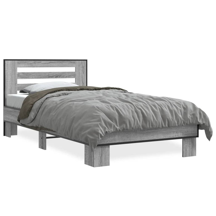 Cadru de pat, gri sonoma, 75x190 cm, lemn prelucrat și metal - WALTI WALTI