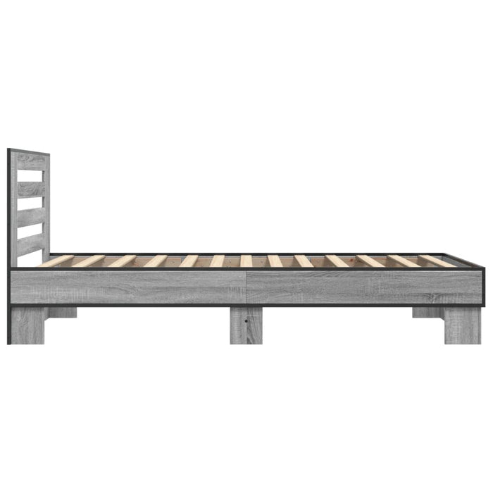 Cadru de pat, gri sonoma, 75x190 cm, lemn prelucrat și metal - WALTI WALTI