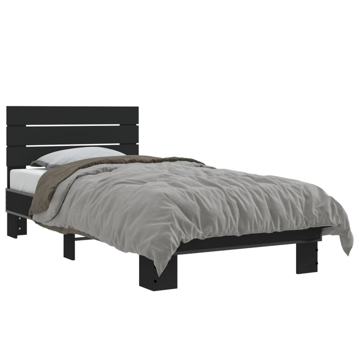 Cadru de pat, negru, 75x190 cm, lemn prelucrat și metal WALTI