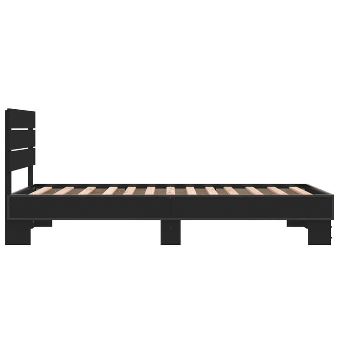 Cadru de pat, negru, 75x190 cm, lemn prelucrat și metal WALTI
