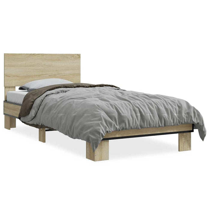 Cadru de pat, stejar sonoma, 75x190 cm, lemn prelucrat și metal - WALTI WALTI